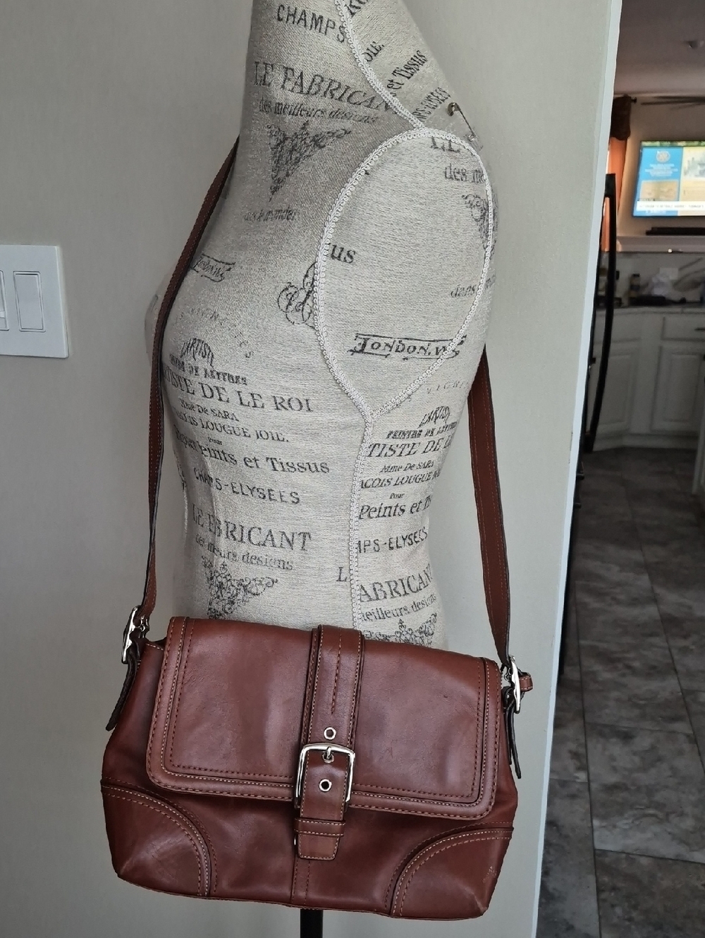 COACH COGNAC REAL LEATHER LINED HAMPTON EUC SHOULDER HANDBAG